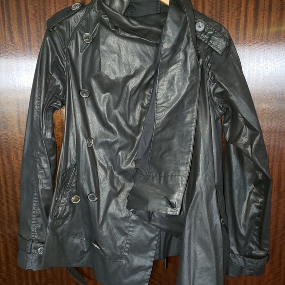 All Saints black jacket oilcloth / leather look - Picture 7 of 11